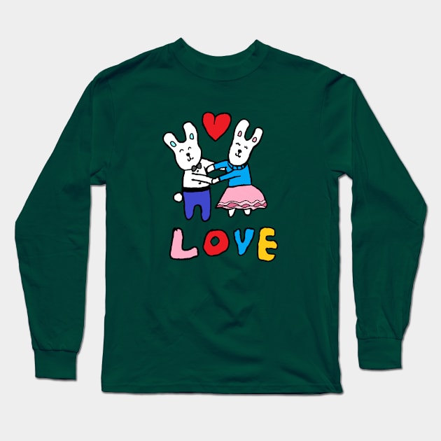 love bunny, rabbits, hand drawing Long Sleeve T-Shirt by zzzozzo